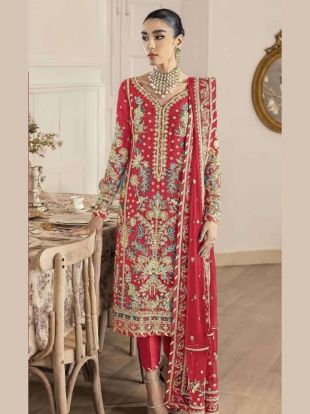 Heavy Organza Pakistani Suit with Zari Embroidery and Santoon Bottom at Wholesale Rates Salwar Kameez
