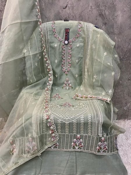 Heavy Organza With Khatli Work Designer Pakistani Salwar Suit Available In Low Price Pakistani Suits Wholesale