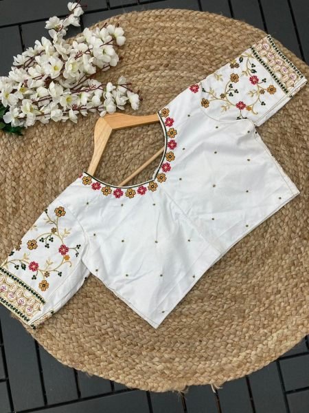 Designer Phantom Silk Blouse With Embroidery Work Blouse Collection