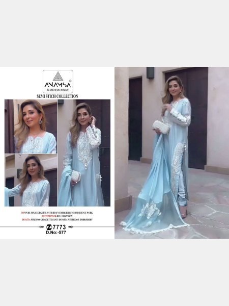 Heavy Pure Fox Georgette With Heavy Embroidered Suits  Churidar Salwar Suits Wholesale