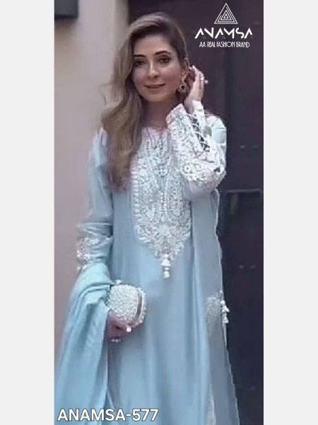 Heavy Pure Fox Georgette With Heavy Embroidered Suits  Churidar Salwar Suits Wholesale