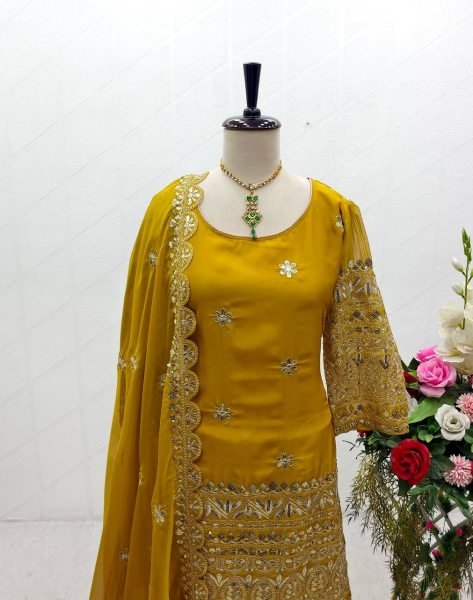 Heavy Rasiyan Silk With Embroidery Work Sharara Set  Ready To Wear Collection