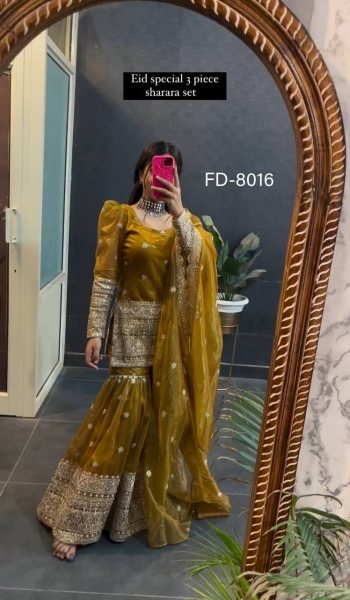 Heavy Rasiyan Silk With Embroidery Work Sharara Set  Ready To Wear Collection