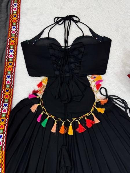 Heavy Rayon Black Color Fully Stitched Lehenga Choli with Real Mirror   Gamthi Work At Manufacturer Rate Navratri Lehnega Choli