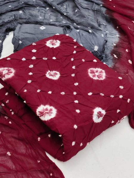 Pink Georgette Silk Bandhani Banarasi Dress Material | KaLa Bandhej