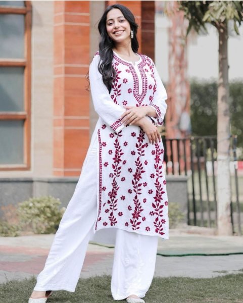 Heavy Rayon With Thread And Embroidery Kurti Plazzo Ready To Wear Collection