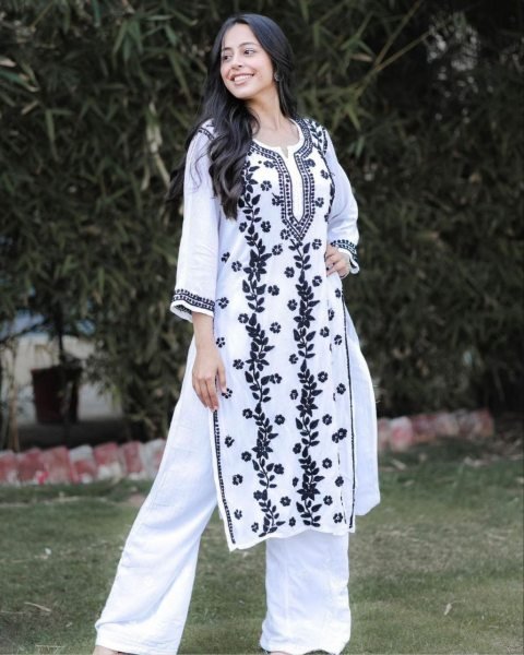 Heavy Rayon With Thread And Embroidery Kurti Plazzo Ready To Wear Collection