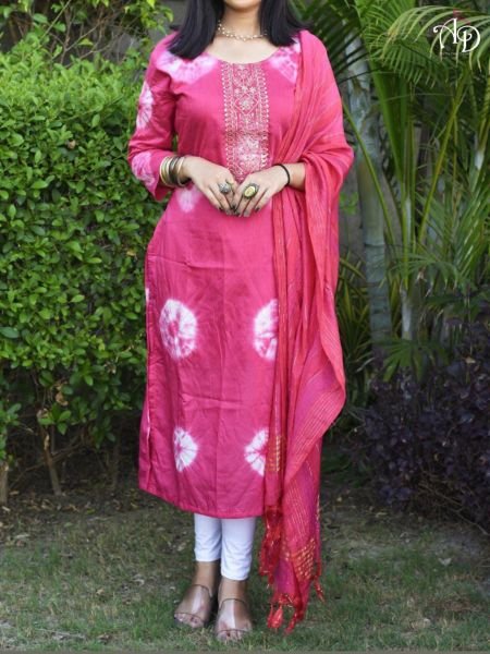 Heavy Shibori Work Kurti With Duppta  