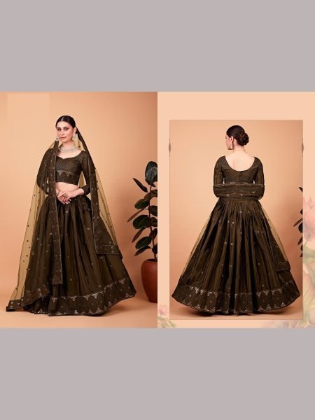 Heavy Tebi Silk Lehenga Choli With Embroidered Work  Designer Lehenga Choli