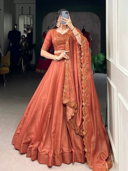 Heavy Tussar Silk Lehenga Choli with Sequin Work & Dupatta Luxe Wedding Edit  Lehenga