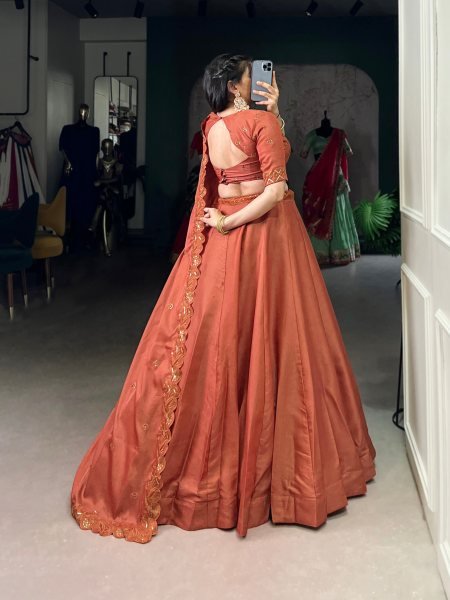 Heavy Tussar Silk Lehenga Choli with Sequin Work & Dupatta Luxe Wedding Edit Designer Lehenga Choli
