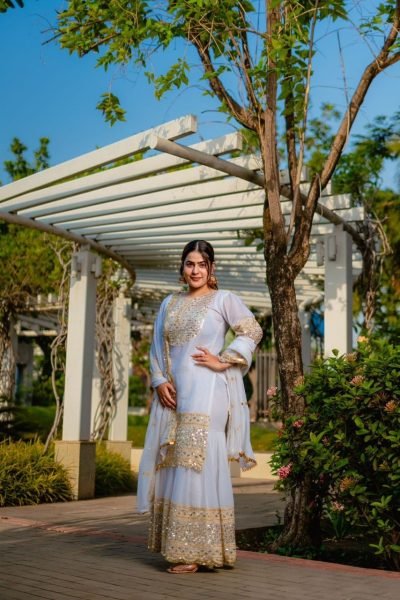 Heavy Wedding Wear Fox Georgette Sharara Suit  Ready To Wear Collection