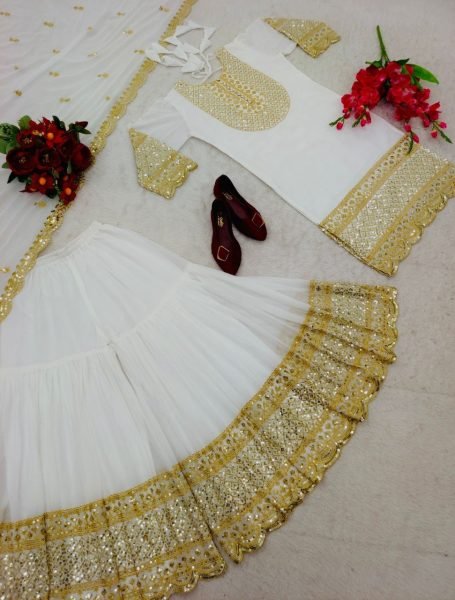 Heavy Wedding Wear Fox Georgette Sharara Suit  Ready To Wear Collection