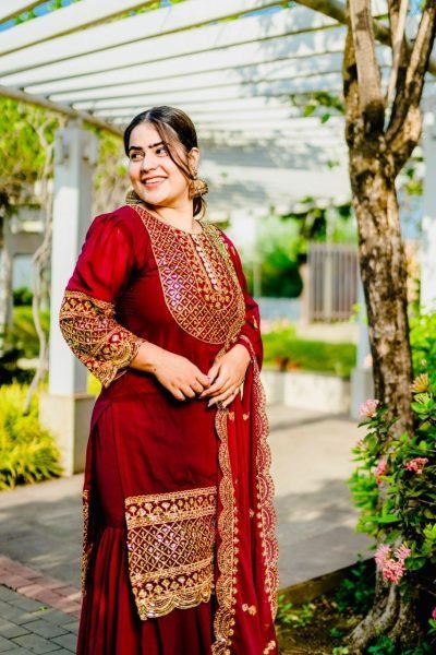 Heavy Wedding Wear Fox Georgette Sharara Suit  Ready To Wear Collection