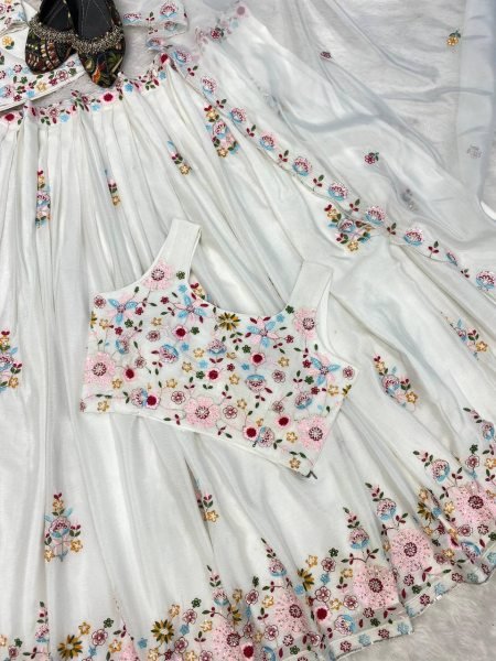 Heavy Work Chinnon Lehenga Choli Set Unique Embroidery with Tube Style Choli   Koti Ready to Wear Designer 3 PC Collection Designer Lehenga Choli