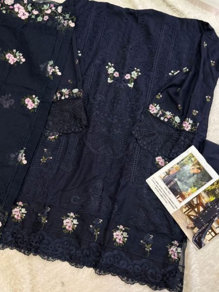 Heritage Blue 3 Piece Cotton Embroidered Suit Set with Dupatta for Festival Wear Pakistani Suits Wholesale