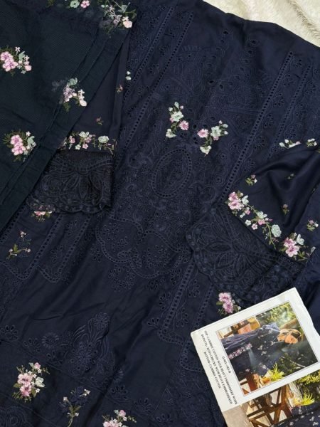 Heritage Blue 3 Piece Cotton Embroidered Suit Set with Dupatta for Festival Wear Pakistani Suits Wholesale