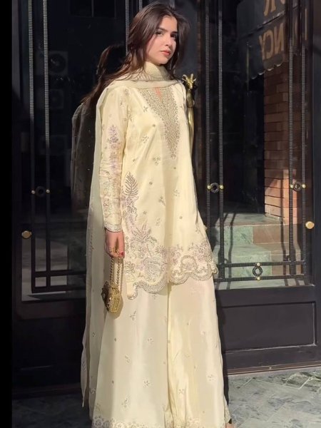 High Demand Cream Designer Sharara Set for Special Occasion Ready To Wear Suit