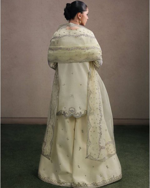 High Demand Cream Designer Sharara Set for Special Occasion Ready To Wear Collection