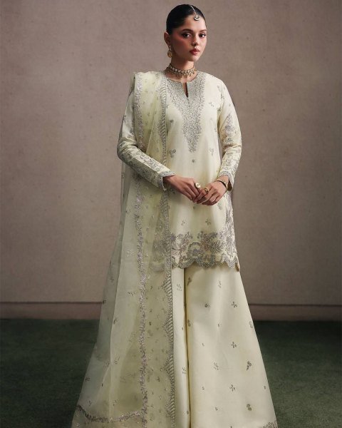 High Demand Cream Designer Sharara Set for Special Occasion Ready To Wear Collection