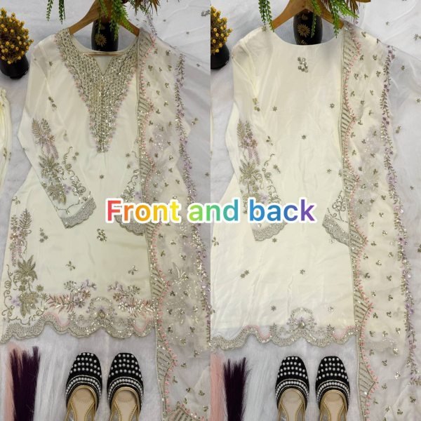 High Demand Cream Designer Sharara Set for Special Occasion Ready To Wear Collection