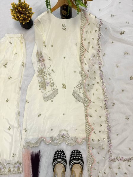 High Demand Cream Designer Sharara Set for Special Occasion Ready To Wear Collection