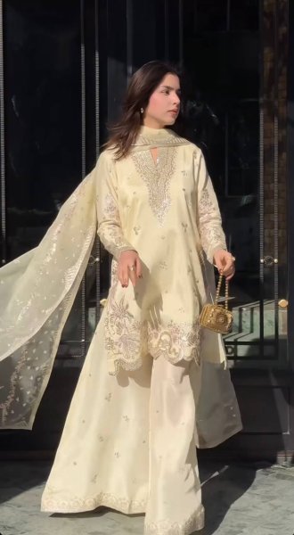 High Demand Cream Designer Sharara Set for Special Occasion Ready To Wear Collection