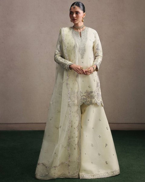 High Demand Cream Designer Sharara Set for Special Occasion Ready To Wear Collection
