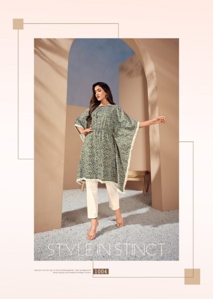 Hit Print Cotton Kaftan with Lace Border Kaftan 