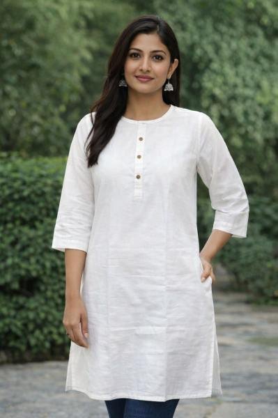 Holi Special Ladies Plain Cotton White Kurti At Best Rate  Straight Cut Long Kurtis