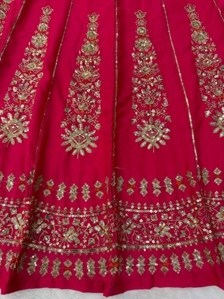 Hot Pink Chinon Fabric Lehenga Choli with Thread Sequins Work and Chinon Dupatta For Bridal  Designer Lehenga Choli