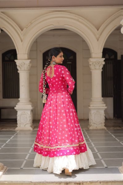Hot Pink Cotton Kurti with Kutchi Mirror Work Lehenga Traditional Navratri Set for Garba Nights Navratri Collection
