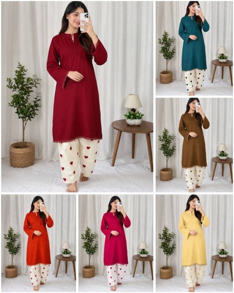 Hot Pink Designer Plain Rayon Cotton Kurti with Embroidered Free Size Palazzo at Factory Price CO ORD Sets