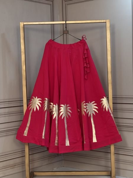 Hot Pink Fully Stitched Roman Lehenga with Coconut Gota Work For Navrati Collection   Lehenga