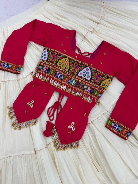 Hot Pink Navratri Handwork Lehenga Choli with Real Kodi and Gamthi Work Navratri Lehnega Choli