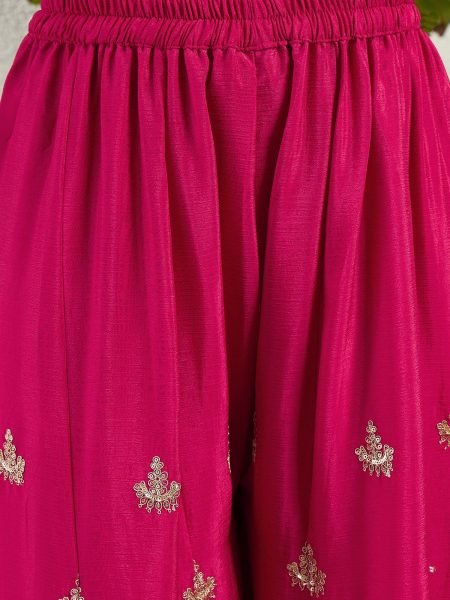 Hot Pink Chinon Kurti Pant Set with Designer Dupatta For Wedding Designer Plazzo Salwar Suits Wholesale