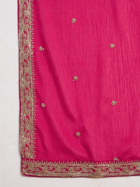 Hot Pink Chinon Kurti Pant Set with Designer Dupatta For Wedding Designer Plazzo Salwar Suits Wholesale