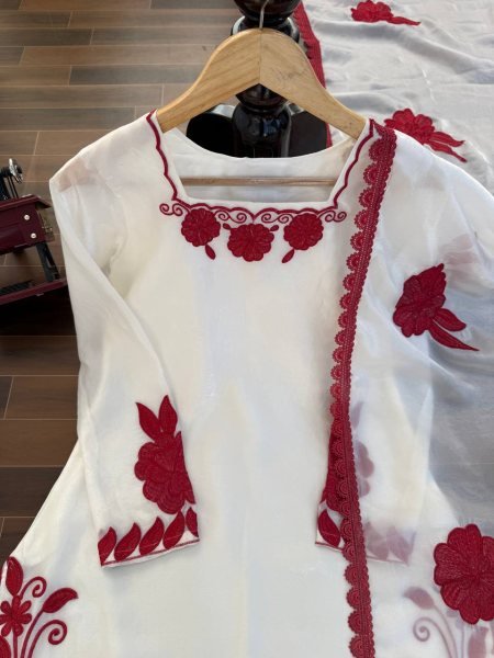 Hype Red And White Silk Farshi Pant Set with  Thread And Sequnce Dupatta Trendy Festive Collection  Ready To Wear Collection