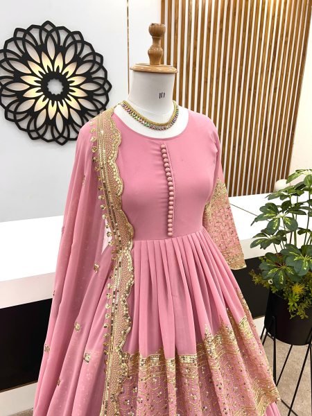 Iconic Baby Pink Georgette Lehenga Choli Set With Sequence Work For Weddings Wear Ready To Wear Collection