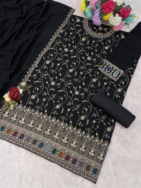 Iconic Black Designer Heavy Work Suit Set for Wedding and Occasion Wear Designer Plazzo Salwar Suits Wholesale