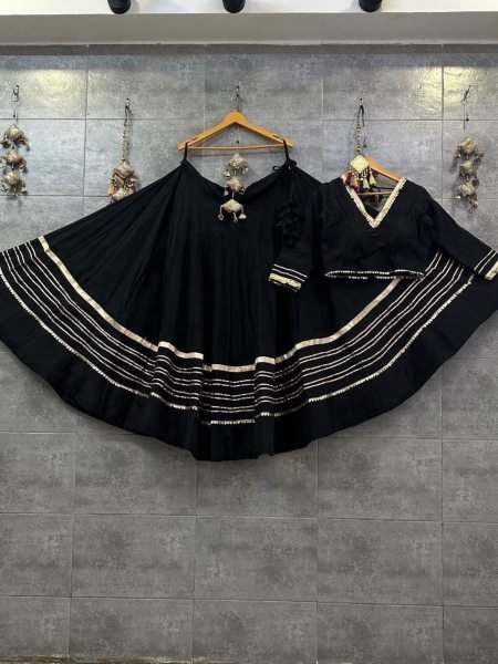 Iconic Black Rayon Cotton Chaniya Choli with Stitched Padded Blouse At Manufacturer Rate Shop by Occasion
