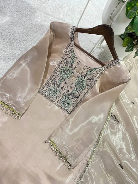 Iconic Brown Jimmy Choo Suit Set with Embroidery Cut Work and Dupatta Embroidery Kurtis 