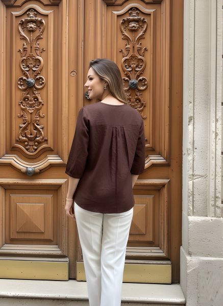 Iconic Brown Oversized Cotton Top for Women Casual Wear Collection Tunics kurti