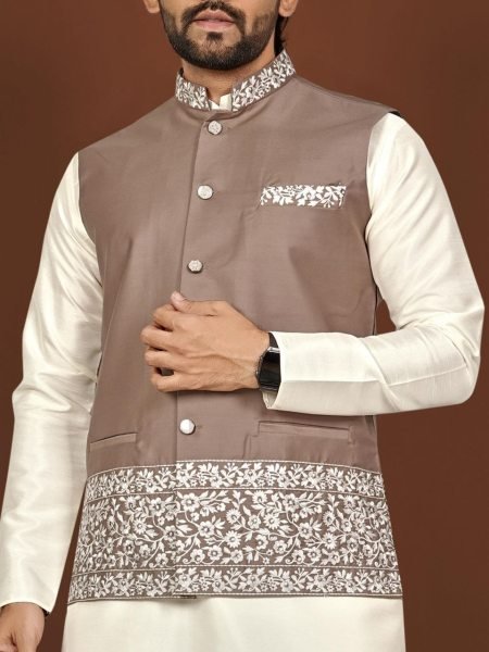 Iconic Brown Stylish Men Kurta Jacket Set for Festive Occasion Kurta Pajama Wholesale