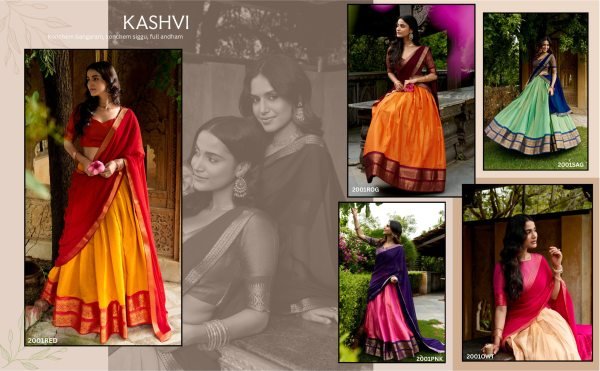 Iconic Cream Pink Kanchipuram Lehenga Set with Canvas  Inner and Georgette Dupatta Half Saree Lehenga