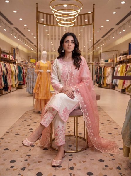 Iconic Elegance Pure Roman Glass Embroidered Palazzo Suit Set With With Dupatta Ethnic Outfit Ready To Wear Collection