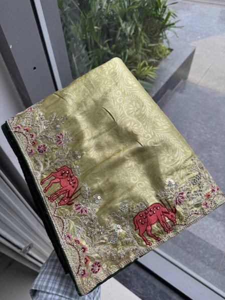 Iconic Green Party Wear Kanjivaram Silk Saree with Designer Embroidered Blouse Silk Sarees Wholesale