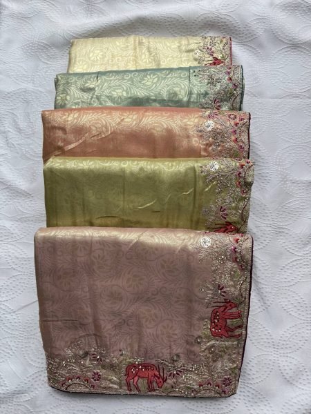Iconic Green Party Wear Kanjivaram Silk Saree with Designer Embroidered Blouse Silk Sarees Wholesale