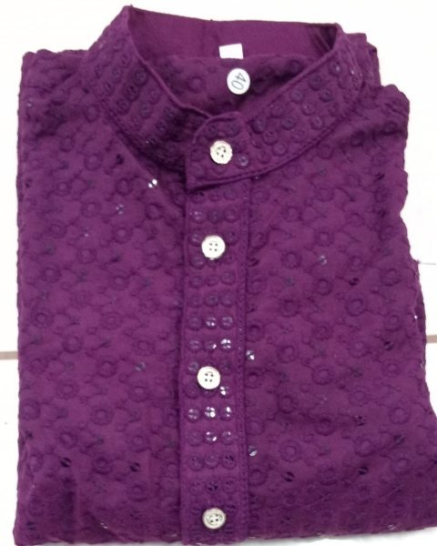 Iconic Magenta Cotton Lucknowi Embroidery Kurta for Men Festive Wear at Wholesale Rate Kurta Pajama Wholesale