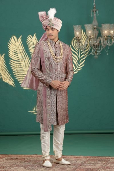 Iconic Mauve Pink Designer Traditional Banarasi Kurta Pajama Set for Festive Celebrations Kurta Pajama Wholesale